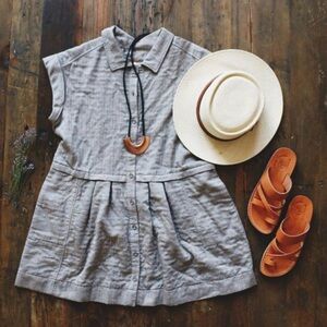 Free People Gray Midi Shirt Dress